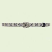 Gucci Unisex GG Marmont Reversible Thin Belt Beige Ebony GG Supreme Canvas Double G Buckle (11)