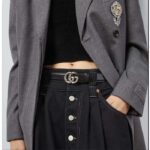 Gucci Unisex GG Marmont Thin Belt Crystals Black Leather Double G Buckle 3 CM Width – Bild 11