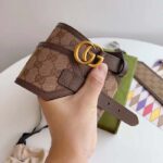 Gucci Unisex GG Marmont Wide Belt Beige Ebony GG Supreme Canvas Double G - Bild 6