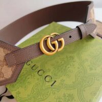 Gucci Unisex GG Marmont Wide Belt Beige Ebony GG Supreme Canvas Double G (9)