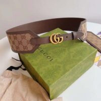 Gucci Unisex GG Marmont Wide Belt Beige Ebony GG Supreme Canvas Double G (9)