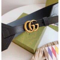 Gucci Unisex GG Marmont Wide Belt Black Leather Double G 6.9 CM Width (7)