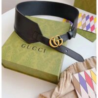 Gucci Unisex GG Marmont Wide Belt Black Leather Double G 6.9 CM Width (7)