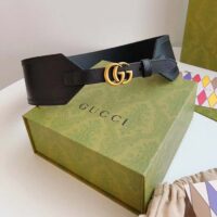 Gucci Unisex GG Marmont Wide Belt Black Leather Double G 6.9 CM Width (7)