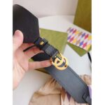Gucci Unisex GG Marmont Wide Belt Black Leather Double G 6.9 CM Width - Imagen 7