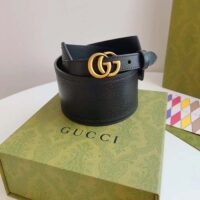 Gucci Unisex GG Marmont Wide Belt Black Leather Double G 6.9 CM Width (7)