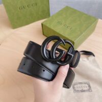 Gucci Unisex GG Marmont Wide Belt Black Leather Double G Buckle 3.8 CM Width (2)