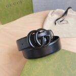 Gucci Unisex GG Marmont Wide Belt Black Leather Double G Buckle 3.8 CM Width - Image 2
