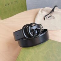 Gucci Unisex GG Marmont Wide Belt Black Leather Double G Buckle 3.8 CM Width (2)