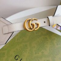 Gucci Unisex GG Marmont Wide Belt White Leather Double G 6.9 CM Width (5)