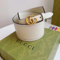 Gucci Unisex GG Marmont Wide Belt White Leather Double G 6.9 CM Width (5)