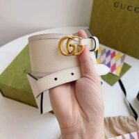 Gucci Unisex GG Marmont Wide Belt White Leather Double G 6.9 CM Width (5)