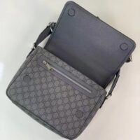 Gucci Unisex GG Ophidia Medium Messenger Bag Grey Black Supreme Tender Canvas Double G (7)