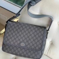 Gucci Unisex GG Ophidia Medium Messenger Bag Grey Black Supreme Tender Canvas Double G (7)