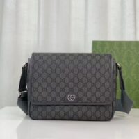 Gucci Unisex GG Ophidia Medium Messenger Bag Grey Black Supreme Tender Canvas Double G (7)