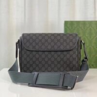 Gucci Unisex GG Ophidia Medium Messenger Bag Grey Black Supreme Tender Canvas Double G (7)