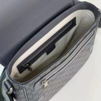 Gucci Unisex GG Ophidia Medium Messenger Bag Grey Black Supreme Tender Canvas Double G (7)