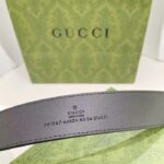 Gucci Unisex GG Rubber-Effect Leather Black Square Buckle 3.3 CM Width - Image 6