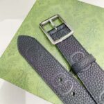 Gucci Unisex GG Rubber-Effect Leather Black Square Buckle 3.3 CM Width - Image 3