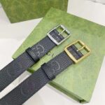 Gucci Unisex GG Rubber-Effect Leather Black Square Buckle 3.3 CM Width - Image 8