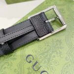 Gucci Unisex GG Rubber-Effect Leather Black Square Buckle 3.3 CM Width - Image 5