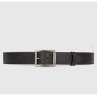 Gucci Unisex GG Rubber-Effect Leather Black Square Buckle 3.3 CM Width (8)