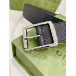 Gucci Unisex GG Rubber-Effect Leather Black Square Buckle 3.3 CM Width - Image 4