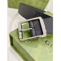 Gucci Unisex GG Rubber-Effect Leather Black Square Buckle 3.3 CM Width (8)