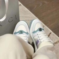 Gucci Unisex GG Screener Sneaker Light Blue White Canvas Bi-Color Rubber Sole (5)