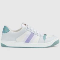 Gucci Unisex GG Screener Sneaker Light Blue White Canvas Bi-Color Rubber Sole (5)