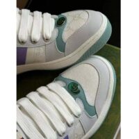 Gucci Unisex GG Screener Sneaker Light Blue White Canvas Bi-Color Rubber Sole (5)