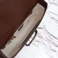 Gucci Unisex Gucci Horsebit 1955 Crossbody Bag Beige Ebony GG Supreme Canvas Brown Leather (4)