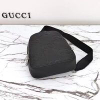 Gucci Unisex Jumbo GG Crossbody Bag Black Leather Padded Mesh Back (4)