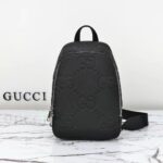 Gucci Unisex Jumbo GG Crossbody Bag Black Leather Padded Mesh Back – Image 2