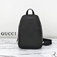 Gucci Unisex Jumbo GG Crossbody Bag Black Leather Padded Mesh Back (4)