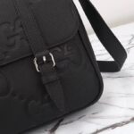 Gucci Unisex Jumbo GG Medium Messenger Bag Black Leather Cotton Linen Lining – Image 9
