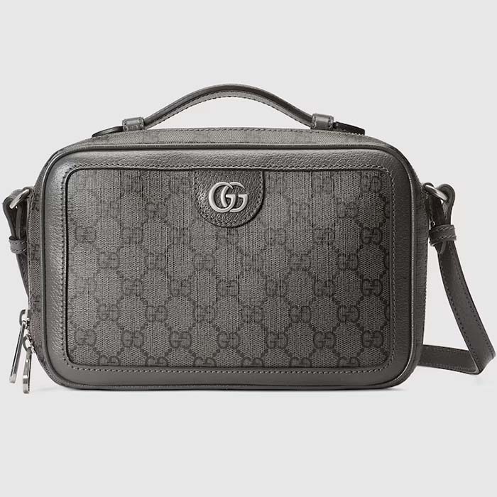 Gucci Unisex Ophidia GG Small Crossbody Bag Grey Black GG Supreme Canvas Double G