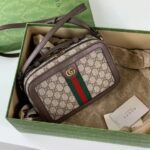 Gucci Unisex Ophidia GG Small Crossbody Bag Web Beige Ebony GG Supreme Canvas Double G - immagine 2