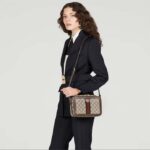 Gucci Unisex Ophidia GG Small Crossbody Bag Web Beige Ebony GG Supreme Canvas Double G - immagine 12