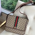 Gucci Unisex Ophidia Medium Messenger Bag Beige Ebony GG Supreme Canvas Double G – Image 2