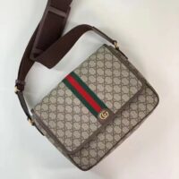 Gucci Unisex Ophidia Medium Messenger Bag Beige Ebony GG Supreme Canvas Double G (6)