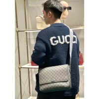 Gucci Unisex GG Ophidia Medium Messenger Bag Grey Black Supreme Tender Canvas Double G (7)