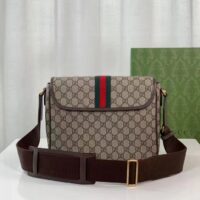 Gucci Unisex Ophidia Medium Messenger Bag Beige Ebony GG Supreme Canvas Double G (6)