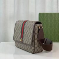 Gucci Unisex Ophidia Medium Messenger Bag Beige Ebony GG Supreme Canvas Double G (6)