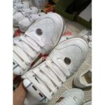 Gucci Unisex Screener Sneaker White GG Supreme Canvas Pink Green Web Rubber Sole - immagine 5