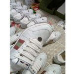 Gucci Unisex Screener Sneaker White GG Supreme Canvas Pink Green Web Rubber Sole - immagine 8