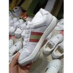 Gucci Unisex Screener Sneaker White GG Supreme Canvas Pink Green Web Rubber Sole - immagine 4