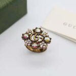 Gucci Women Double G Crystal Flower Ring – Image 3
