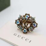 Gucci Women Double G Crystal Flower Ring – Image 4