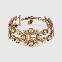 Gucci Women Double G Crystal Flowers Bracelet (1)